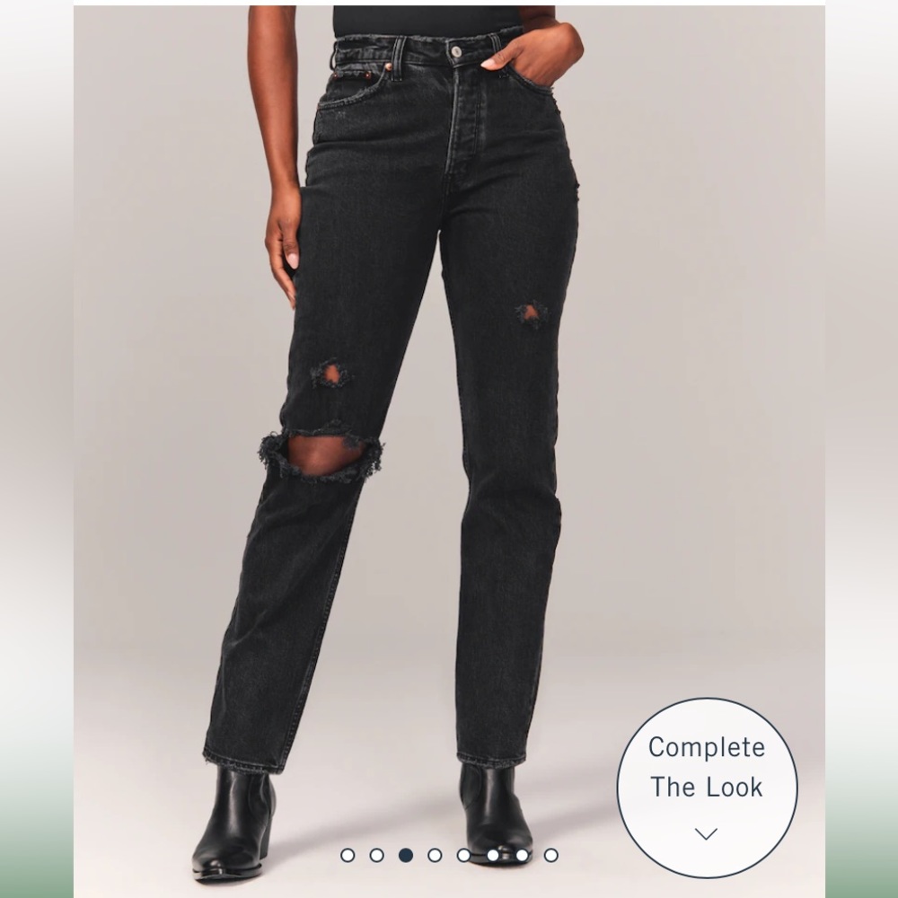 Abercrombie Jeans - The Dad High Rise Curve Love, Black Wash